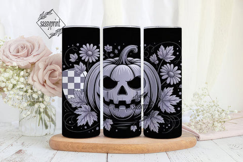 Grayscale Halloween 20oz Tumbler Wrap Sublimation sassyprint 