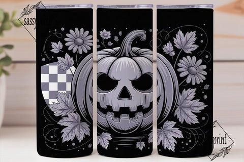 Grayscale Halloween 20oz Tumbler Wrap Sublimation sassyprint 