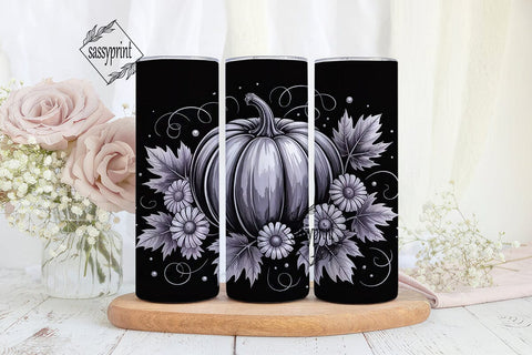 Grayscale Halloween 20oz Tumbler Wrap Sublimation sassyprint 