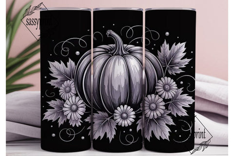 Grayscale Halloween 20oz Tumbler Wrap Sublimation sassyprint 