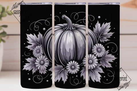 Grayscale Halloween 20oz Tumbler Wrap Sublimation sassyprint 