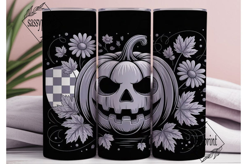 Grayscale Halloween 20oz Tumbler Wrap Sublimation sassyprint 