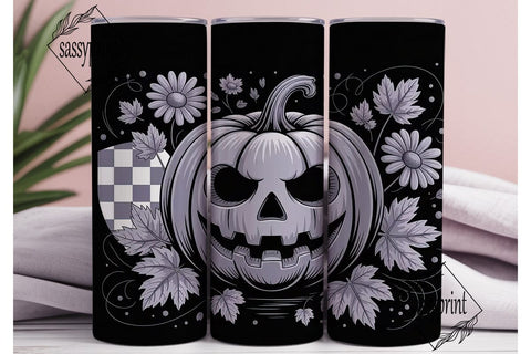 Grayscale Halloween 20oz Tumbler Wrap Sublimation sassyprint 