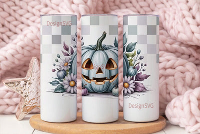 Grayscale Halloween Pumpkin 20oz Tumbler Sublimation DesignSVG 