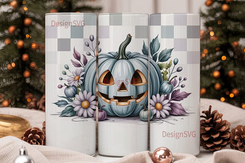 Grayscale Halloween Pumpkin 20oz Tumbler Sublimation DesignSVG 