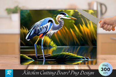 Great Blue Heron Bird Cutting Board Sublimation Regulrcrative 