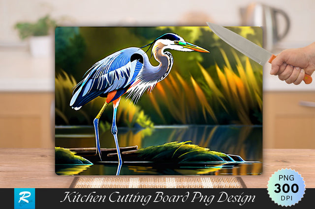 Great Blue Heron Bird Cutting Board Sublimation Regulrcrative 