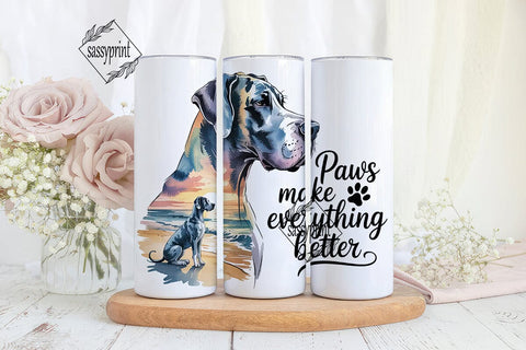 Great Dane Beach 20oz Tumbler Wrap Sublimation sassyprint 