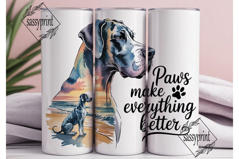 Great Dane Beach 20oz Tumbler Wrap Sublimation sassyprint 