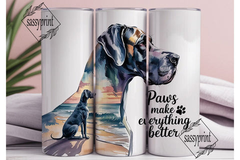 Great Dane Beach 20oz Tumbler Wrap Sublimation sassyprint 