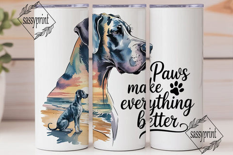 Great Dane Beach 20oz Tumbler Wrap Sublimation sassyprint 