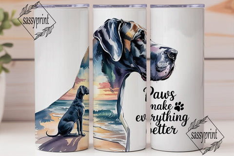 Great Dane Beach 20oz Tumbler Wrap Sublimation sassyprint 