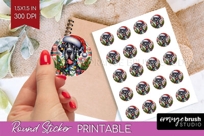 Great Dane Christmas Dog Printable Stickers Sublimation OrangeBrushStudio 