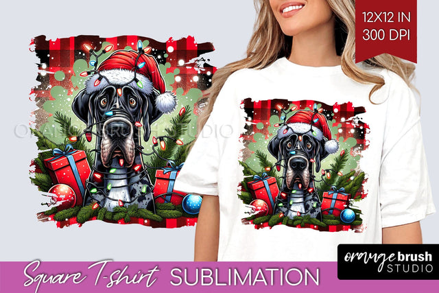 Great Dane Christmas Dog Square Tshirt PNG Sublimation OrangeBrushStudio 