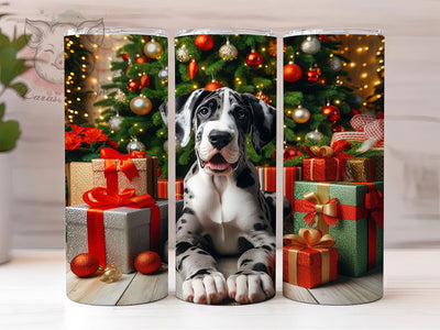 Great Dane Christmas Tumbler, Puppy Holiday Wrap, Dog Lover Sublimation Design, Festive Pet Cup, 20Oz Skinny Tumbler Wrap, Cute Dog Mug, Christmas Canine Design Sublimation Lara' s Designs 