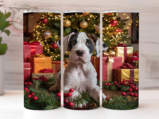 Great Dane Christmas Tumbler, Puppy Holiday Wrap, Dog Lover Sublimation Design, Festive Pet Cup, 20Oz Skinny Tumbler Wrap, Cute Dog Mug, Christmas Canine Design Sublimation Lara' s Designs 