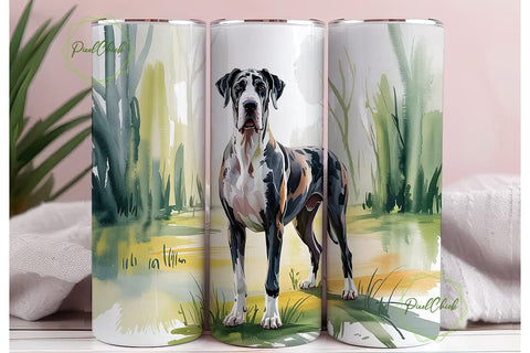 Great Dane Dog 20oz Tumbler Wrap Sublimation PixelChick 