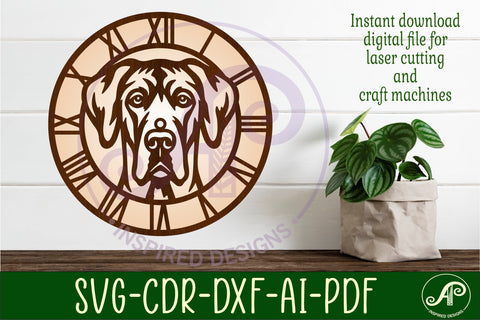Great Dane Dog clock wall clock laser cut file SVG APInspireddesigns 