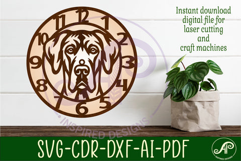 Great Dane Dog clock wall clock laser cut file SVG APInspireddesigns 