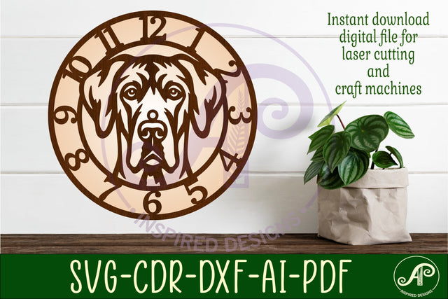 Great Dane Dog clock wall clock laser cut file SVG APInspireddesigns 