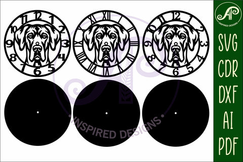 Great Dane Dog clock wall clock laser cut file SVG APInspireddesigns 