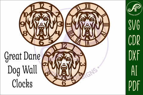 Great Dane Dog clock wall clock laser cut file SVG APInspireddesigns 