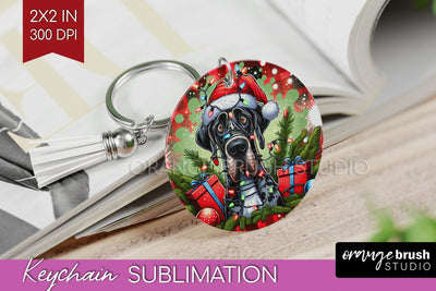 Great Dane Funny Christmas Dog Keychain PNG Sublimation OrangeBrushStudio 