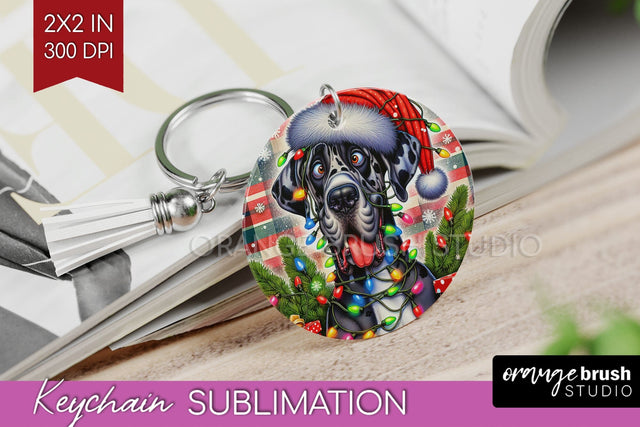 Great Dane Funny Christmas Dog Keychain PNG Sublimation OrangeBrushStudio 