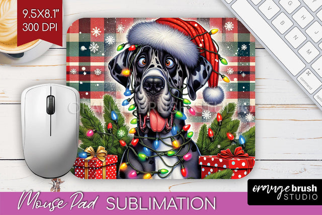 Great Dane Funny Christmas Dog Mouse Pad PNG Sublimation OrangeBrushStudio 