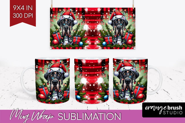 Great Dane Funny Christmas Dog Mug Wrap PNG Sublimation OrangeBrushStudio 