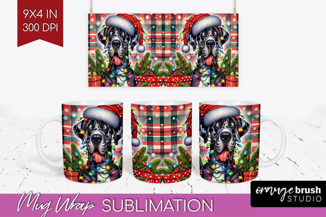 Great Dane Funny Christmas Dog Mug Wrap PNG Sublimation OrangeBrushStudio 