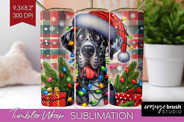 Great Dane Funny Christmas Dog Tumbler Wrap Sublimation OrangeBrushStudio 