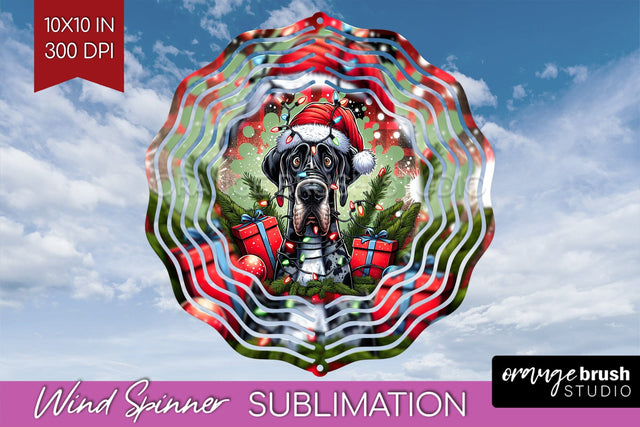 Great Dane Funny Christmas Dog Wind Spinner Sublimation OrangeBrushStudio 