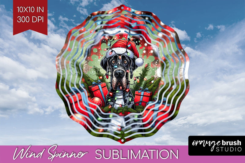Great Dane Funny Christmas Dog Wind Spinner Sublimation OrangeBrushStudio 