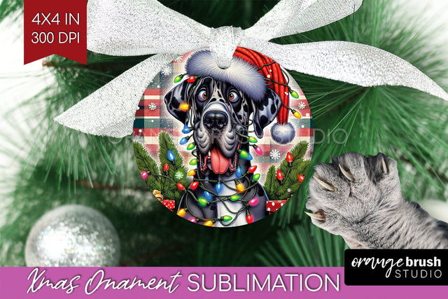Great Dane Funny Dog Christmas Ornament PNG Sublimation OrangeBrushStudio 