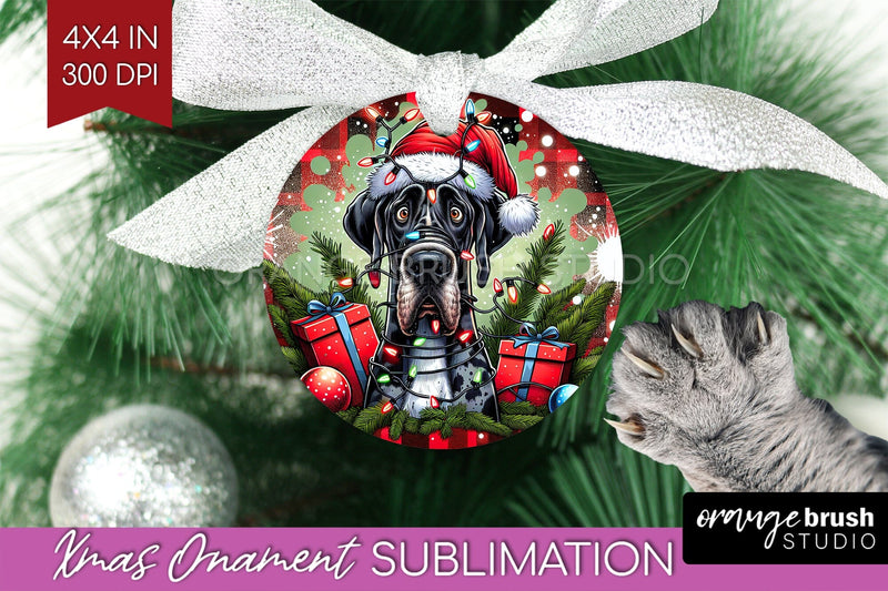 Great Dane Funny Dog Christmas Ornament PNG Sublimation OrangeBrushStudio 