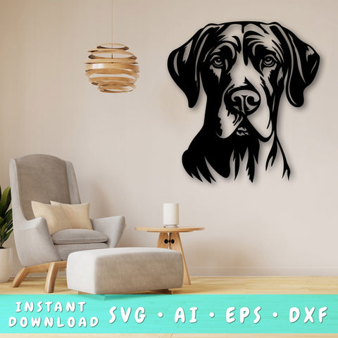 Great Dane Laser SVG Cut File, Great Dane Glowforge File, Great Dane DXF, Great Dane Wall Art SVG SVG HappyDesignStudio 