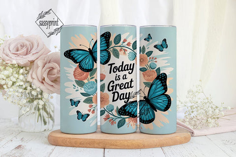 Great Day Butterfly Tumbler Wrap Sublimation sassyprint 
