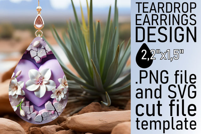 great for creative earrings! , High-resolution PNG file, 3D Heart Sublimation afrosvg 