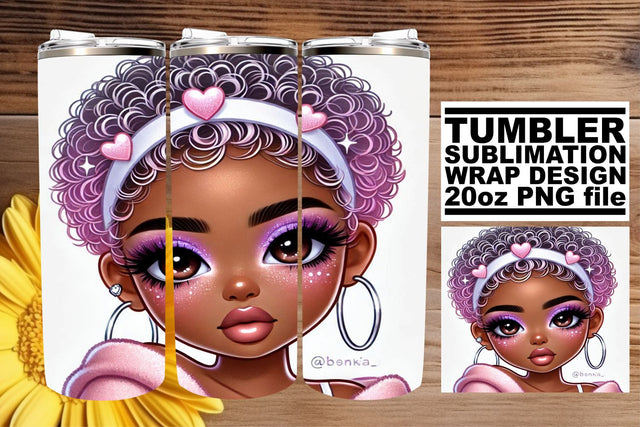 great for gifts! , Eye-catching 20oz tumbler wrap, Love Girl Sublimation afrosvg 