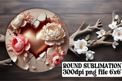 great for keychains! , Sublimation-ready round design PNG, 3D Heart Sublimation afrosvg 