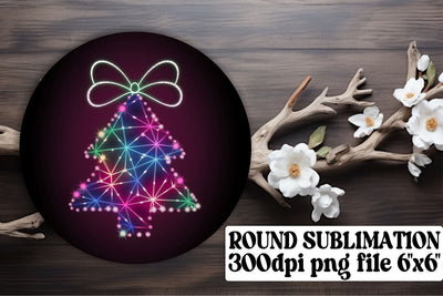 great for sublimation projects! , Circle keychain PNG files, Neon Xmas Sublimation afrosvg 