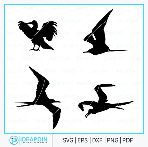 Great Frigate Bird Silhouette, Bird Silhouette, Hawaii Bird Svg, Great Frigate Bird, Iwa Bird, Svg Bundle, Great Frigate Bird Vector SVG Dinvect 