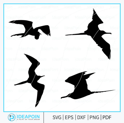 Great Frigate Bird Silhouette, Bird Silhouette, Hawaii Bird Svg, Great Frigate Bird, Iwa Bird, Svg Bundle, Great Frigate Bird Vector SVG Dinvect 