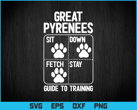 Great Pyrenees Guide To Training Funny Dog Pet Lover Svg Png Files, Great Pyrenees Dog Lover Gift, Funny Dog T-shirt Design SVG DesignDestine 