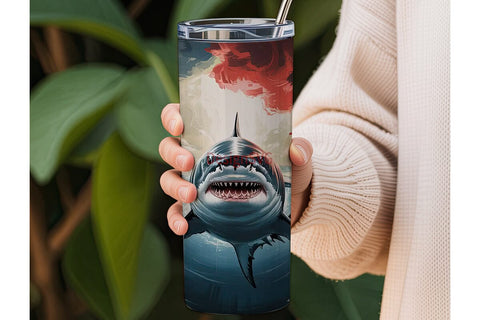 Great White Shark 20oz Tumbler Wrap Sublimation DesignSVG 