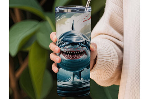 Great White Shark 20oz Tumbler Wrap Sublimation DesignSVG 