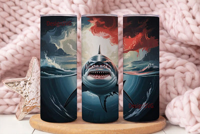Great White Shark 20oz Tumbler Wrap Sublimation DesignSVG 