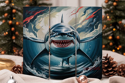 Great White Shark 20oz Tumbler Wrap Sublimation DesignSVG 