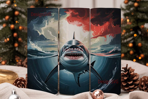 Great White Shark 20oz Tumbler Wrap Sublimation DesignSVG 